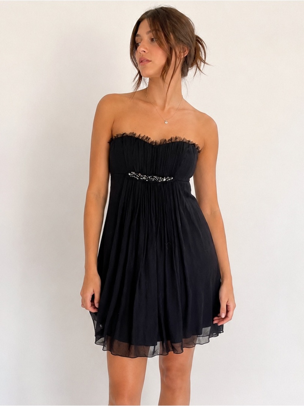 BCBG 100% Silk Strapless Beaded Cocktail Dress | Size 6